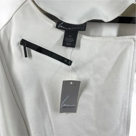 Lane Bryant Jacket 20 White Black Bomber Zipper - Picture 8 of 9